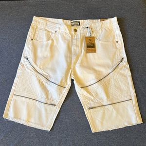 NWT Shorts White Size 40 with Styled Zippers - Gray Earth Brand